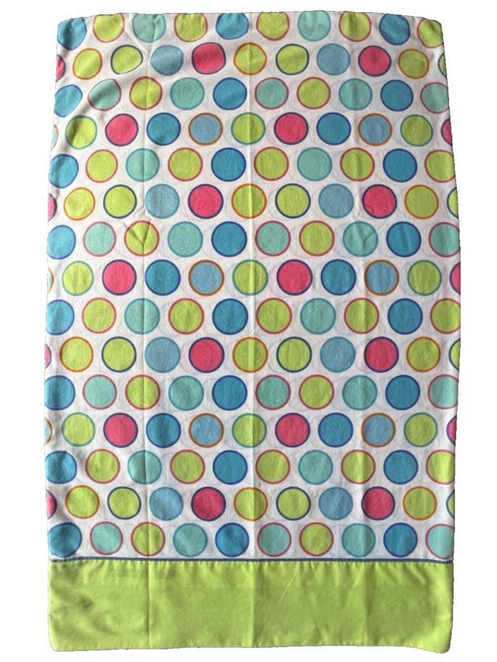 WAMSUTTA Expression Pillowcase Standard Queen Green Pink Blue Circles Vintage